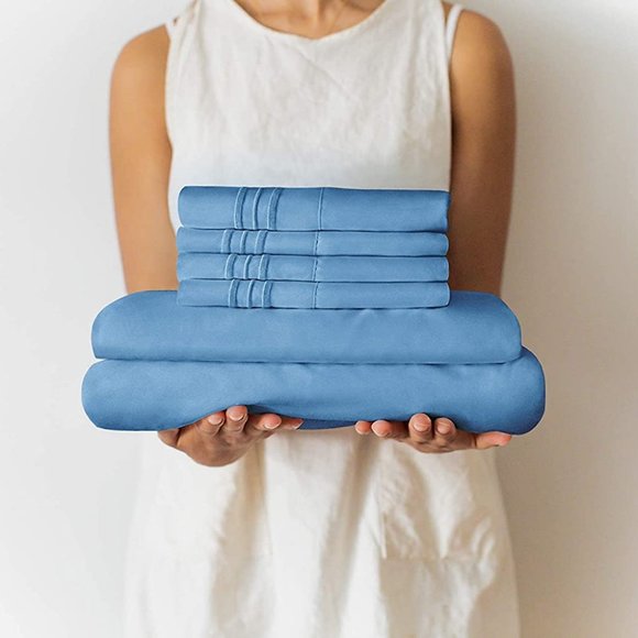 Bedding Cgk Linens California King 6 Piece Sheet Set Denim Blue Poshmark